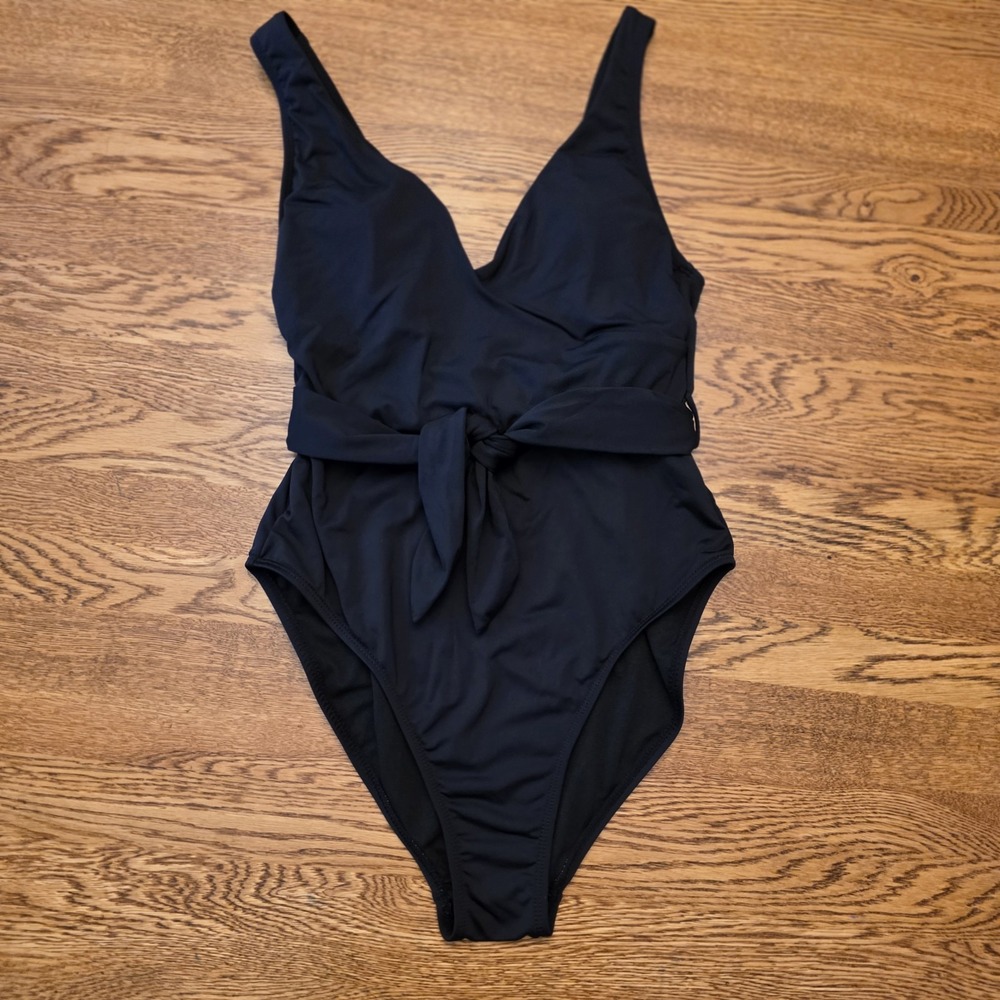 Black Mynah S Slimming Swim Bathing Suit One Piece Belt Beach Resort Cruise Pool